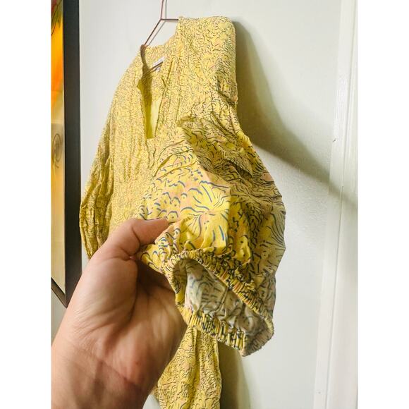 DEREK LAM 10 X RTR Yellow Floral 100% Cotton Hourglass V-Neck Mini Dress Size 42 - Picture 6 of 16